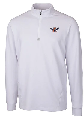 Cutter and Buck Auburn Tigers Mens White Vault Traverse Long Sleeve Qtr Zip Pullover