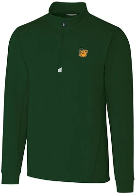 Cutter and Buck Baylor Bears Mens Green Traverse Stretch Long Sleeve Qtr Zip Pullover