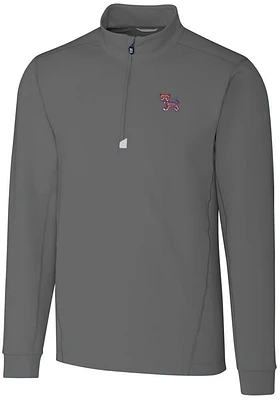 Cutter and Buck Clemson Tigers Mens Grey Traverse Stretch Long Sleeve Qtr Zip Pullover