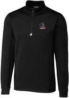 Cutter and Buck Delaware Fightin' Blue Hens Mens Black Traverse Stretch Long Sleeve Qtr Zip Pullov..