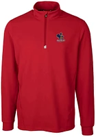 Cutter and Buck Delaware Fightin' Blue Hens Mens Red Traverse Stretch Long Sleeve Qtr Zip Pullover