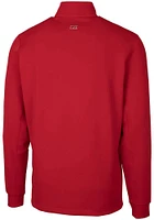 Cutter and Buck Delaware Fightin' Blue Hens Mens Red Traverse Stretch Long Sleeve Qtr Zip Pullover