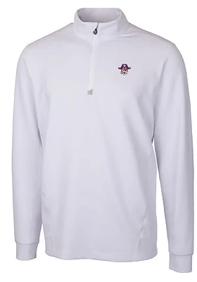 Cutter and Buck East Carolina Pirates Mens White Vault Traverse Long Sleeve Qtr Zip Pullover