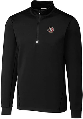 Cutter and Buck Florida State Seminoles Mens Black Traverse Stretch Long Sleeve Qtr Zip Pullover