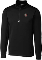 Cutter and Buck Florida State Seminoles Mens Black Traverse Stretch Long Sleeve Qtr Zip Pullover