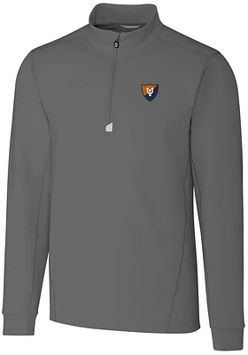 Mens Illinois Fighting Illini Grey Cutter and Buck Vault Traverse Qtr Zip Pullover