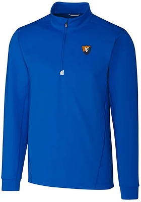 Mens Illinois Fighting Illini Blue Cutter and Buck Traverse Stretch Qtr Zip Pullover