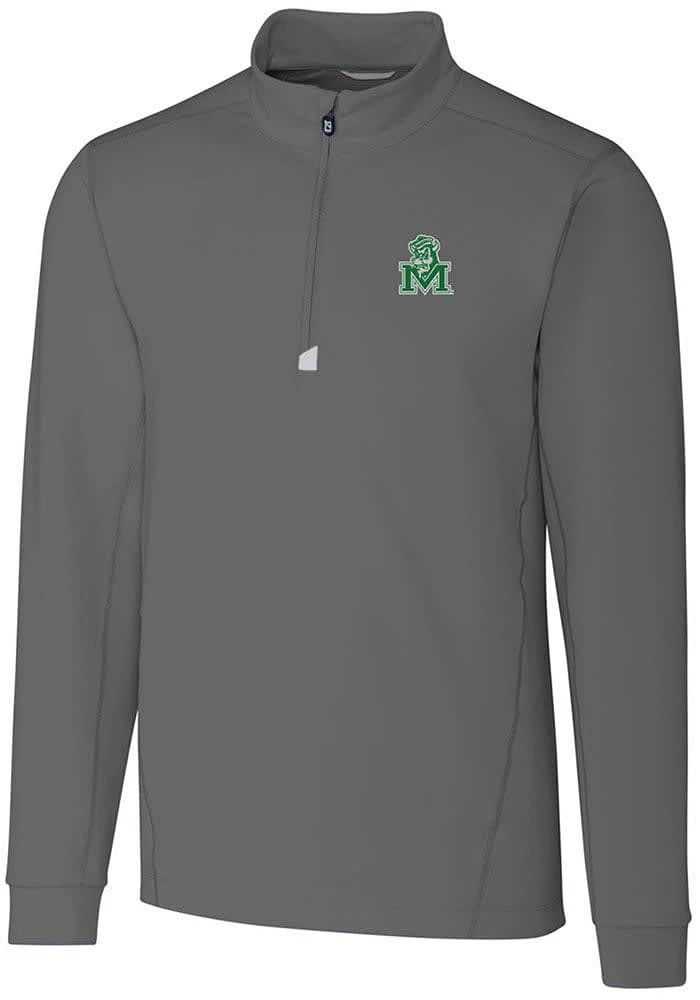 Cutter and Buck Marshall Thundering Herd Mens Traverse Stretch Long Sleeve Qtr Zip Pullover