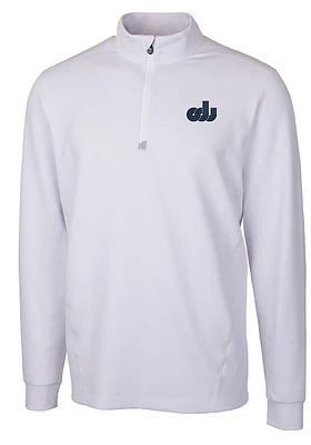 Cutter and Buck Old Dominion Monarchs Mens White Traverse Stretch Long Sleeve Qtr Zip Pullover