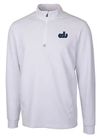Cutter and Buck Old Dominion Monarchs Mens White Traverse Stretch Long Sleeve Qtr Zip Pullover