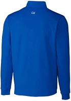 Cutter and Buck Ole Miss Rebels Mens Blue Traverse Stretch Long Sleeve Qtr Zip Pullover