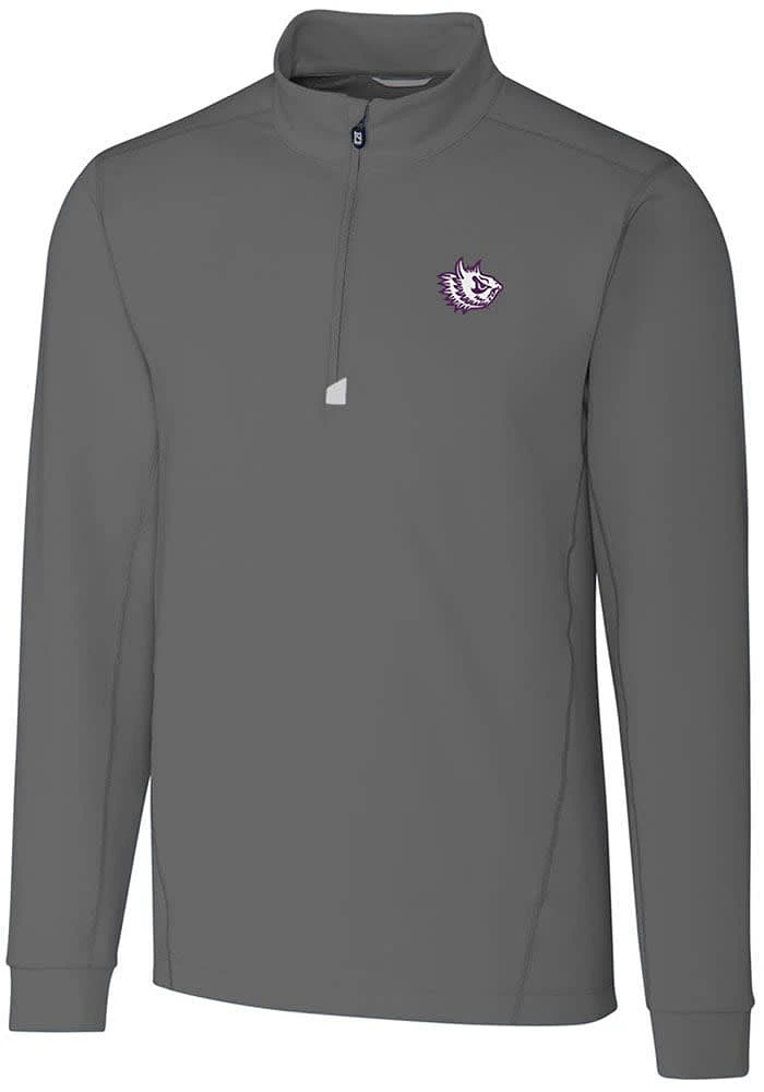 Cutter and Buck TCU Horned Frogs Mens Grey Traverse Stretch Long Sleeve Qtr Zip Pullover