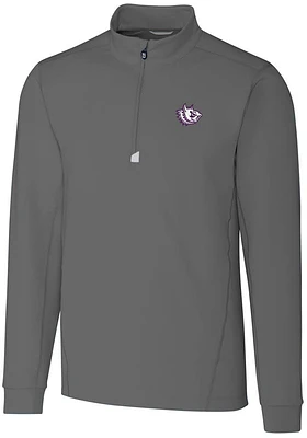 Cutter and Buck TCU Horned Frogs Mens Grey Traverse Stretch Long Sleeve Qtr Zip Pullover