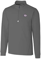 Cutter and Buck TCU Horned Frogs Mens Grey Traverse Stretch Long Sleeve Qtr Zip Pullover