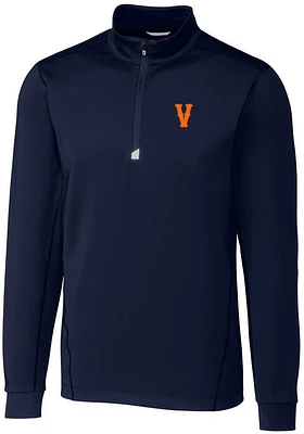 Cutter and Buck Virginia Cavaliers Mens Navy Blue Traverse Stretch Long Sleeve Qtr Zip Pullover