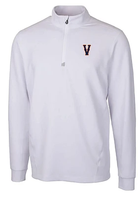 Cutter and Buck Virginia Cavaliers Mens White Vault Traverse Long Sleeve Qtr Zip Pullover