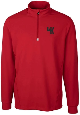 Cutter and Buck Western Kentucky Hilltoppers Mens Red Traverse Stretch Long Sleeve Qtr Zip Pullove..