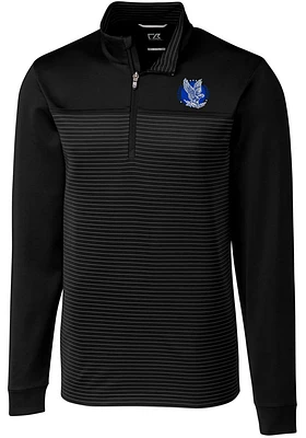 Cutter and Buck Air Force Falcons Mens Black Traverse Stripe Stretch Long Sleeve Qtr Zip Pullove..