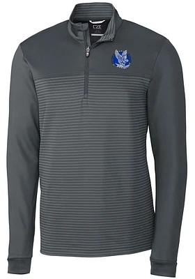Cutter and Buck Air Force Falcons Mens Grey Traverse Stripe Stretch Long Sleeve Qtr Zip Pullover