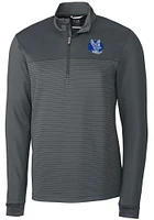 Cutter and Buck Air Force Falcons Mens Grey Traverse Stripe Stretch Long Sleeve Qtr Zip Pullover