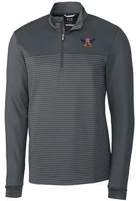 Cutter and Buck Auburn Tigers Mens Grey Vault Traverse Stripe Long Sleeve Qtr Zip Pullover