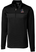 Cutter and Buck Delaware Fightin' Blue Hens Mens Black Traverse Stripe Stretch Long Sleeve Qtr Z..