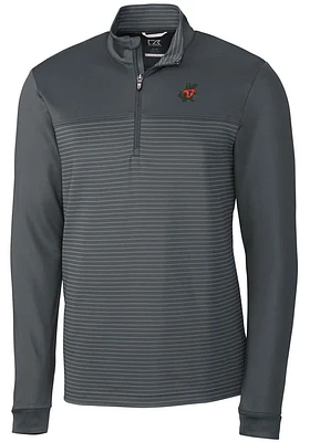 Cutter and Buck Florida Gators Mens Grey Vault Traverse Stripe Long Sleeve Qtr Zip Pullover