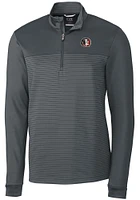 Cutter and Buck Florida State Seminoles Mens Grey Traverse Stripe Stretch Long Sleeve Qtr Zip Pu..