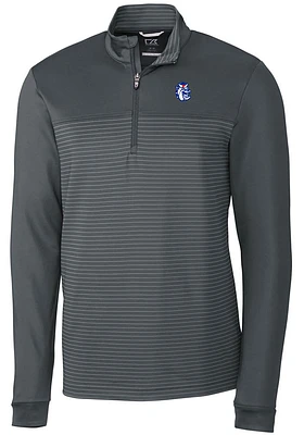 Cutter and Buck Fresno State Bulldogs Mens Grey Vault Traverse Stripe Long Sleeve Qtr Zip Pullov..