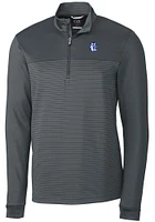 Cutter and Buck Fresno State Bulldogs Mens Grey Vault Traverse Stripe Long Sleeve Qtr Zip Pullov..