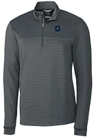 Cutter and Buck Georgetown Hoyas Mens Grey Vault Traverse Stripe Long Sleeve Qtr Zip Pullover
