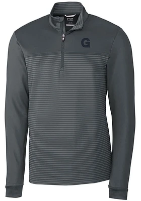 Cutter and Buck Gonzaga Bulldogs Mens Grey Vault Traverse Stripe Long Sleeve Qtr Zip Pullover