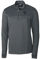 Cutter and Buck Gonzaga Bulldogs Mens Grey Vault Traverse Stripe Long Sleeve Qtr Zip Pullover