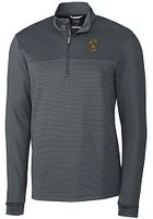 Cutter and Buck Grambling State Tigers Mens Grey Traverse Stripe Stretch Long Sleeve Qtr Zip Pul..