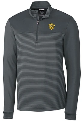 Cutter and Buck Missouri Tigers Mens Grey Vault Traverse Stripe Long Sleeve Qtr Zip Pullover