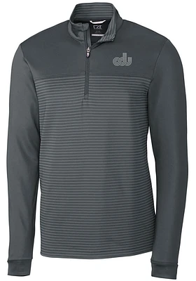 Cutter and Buck Old Dominion Monarchs Mens Grey Traverse Stripe Stretch Long Sleeve Qtr Zip Pull..