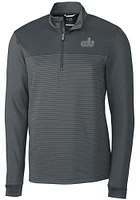 Cutter and Buck Old Dominion Monarchs Mens Grey Traverse Stripe Stretch Long Sleeve Qtr Zip Pull..