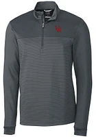 Cutter and Buck Ole Miss Rebels Mens Grey Vault Traverse Stripe Long Sleeve Qtr Zip Pullover