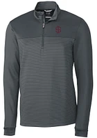 Cutter and Buck Southern Illinois Salukis Mens Grey Traverse Stripe Stretch Long Sleeve Qtr Zip ..