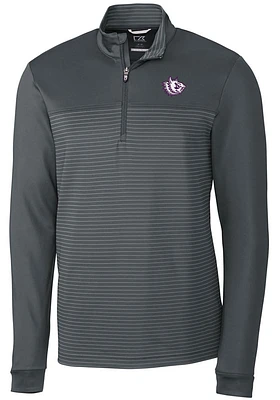 Cutter and Buck TCU Horned Frogs Mens Vault Traverse Stripe Long Sleeve Qtr Zip Pullover