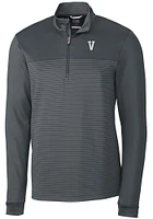 Cutter and Buck Villanova Wildcats Mens Grey Vault Traverse Stripe Long Sleeve Qtr Zip Pullover