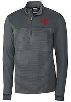 Cutter and Buck Western Kentucky Hilltoppers Mens Grey Traverse Stripe Stretch Long Sleeve Qtr Z..