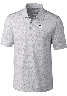 Cutter and Buck Michigan Wolverines Mens Grey Vault Advantage Space Dye Short Sleeve Polo