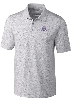 Mens Northwestern Wildcats Grey Cutter and Buck Vault Advantage Space Dye Short Sleeve Polo Shir..