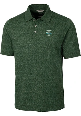Cutter and Buck Tulane Green Wave Mens Advantage Space Dye Short Sleeve Polo