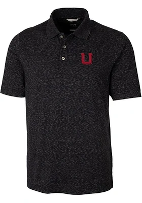 Cutter and Buck Utah Utes Mens Black Vault Advantage Space Dye Short Sleeve Polo
