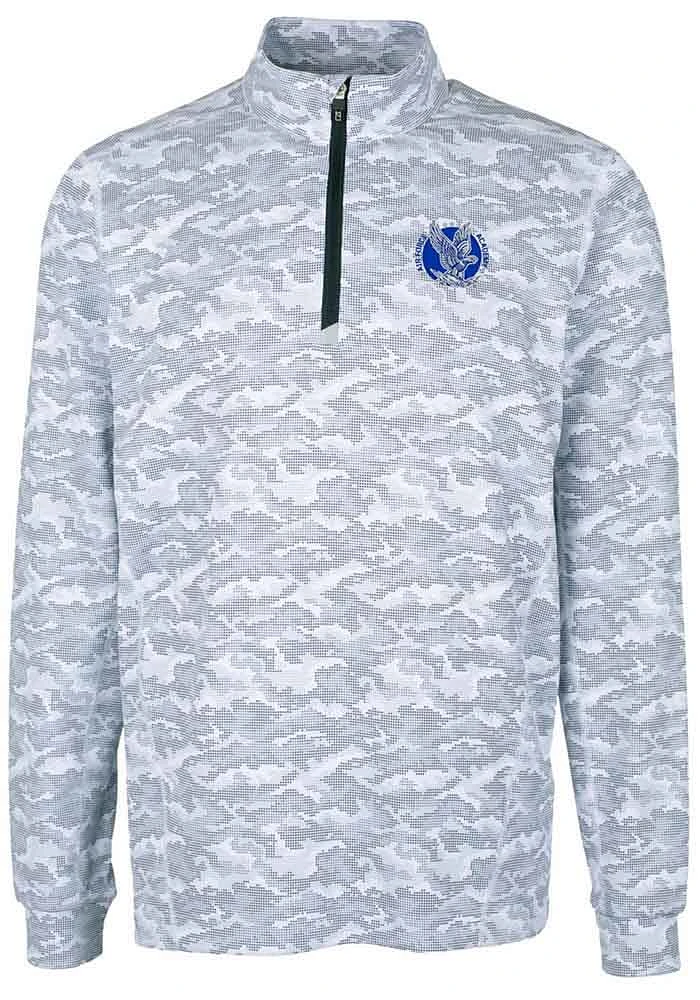 Cutter and Buck Air Force Falcons Mens Charcoal Traverse Camo Print Stretch Long Sleeve Qtr Zip ..