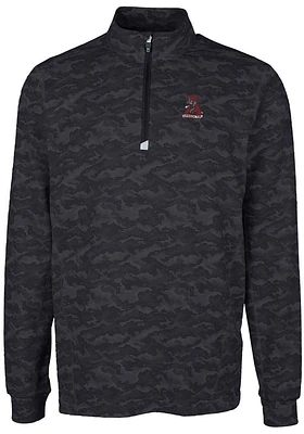 Cutter and Buck Alabama Crimson Tide Mens Black Traverse Camo Print Stretch Long Sleeve Qtr Zip ..