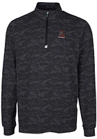 Cutter and Buck Alabama Crimson Tide Mens Black Traverse Camo Print Stretch Long Sleeve Qtr Zip ..