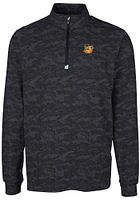 Cutter and Buck Baylor Bears Mens Black Traverse Camo Print Stretch Long Sleeve Qtr Zip Pullover